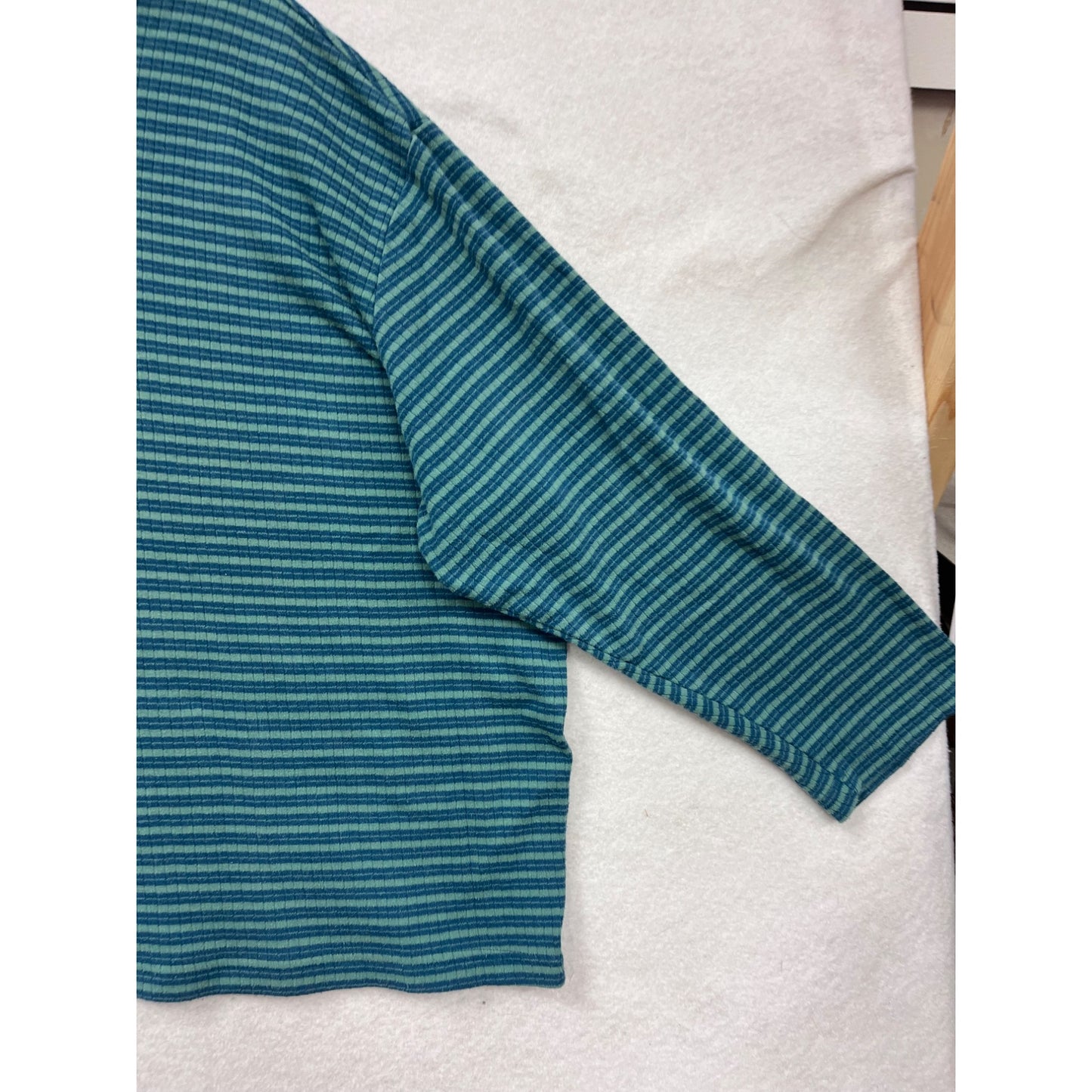 Plus Size 4X Blue & Green Striped Mock Neck Long Sleeve Sweater #159A