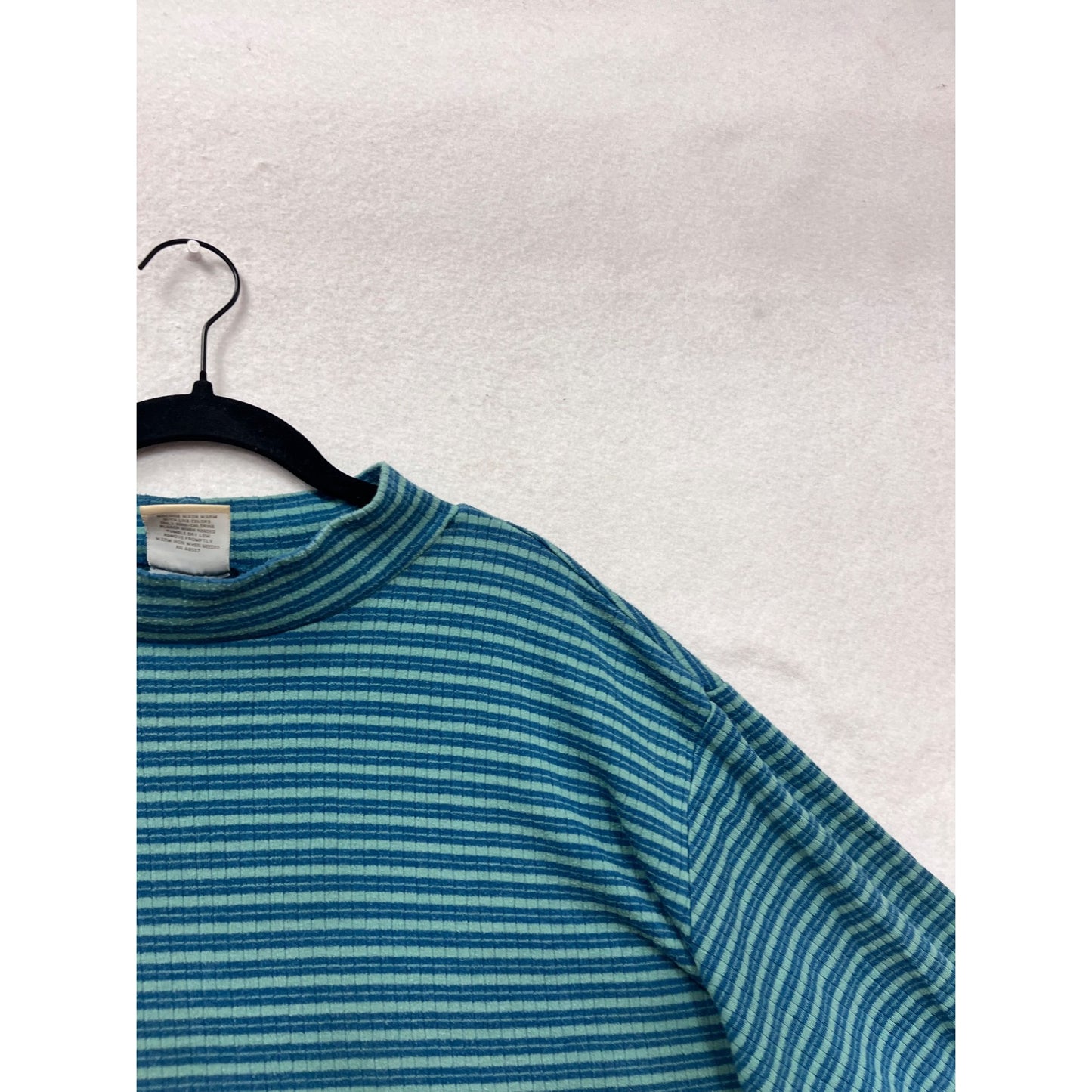 Plus Size 4X Blue & Green Striped Mock Neck Long Sleeve Sweater #159A