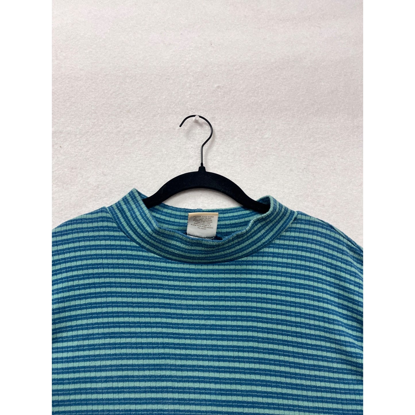 Plus Size 4X Blue & Green Striped Mock Neck Long Sleeve Sweater #159A