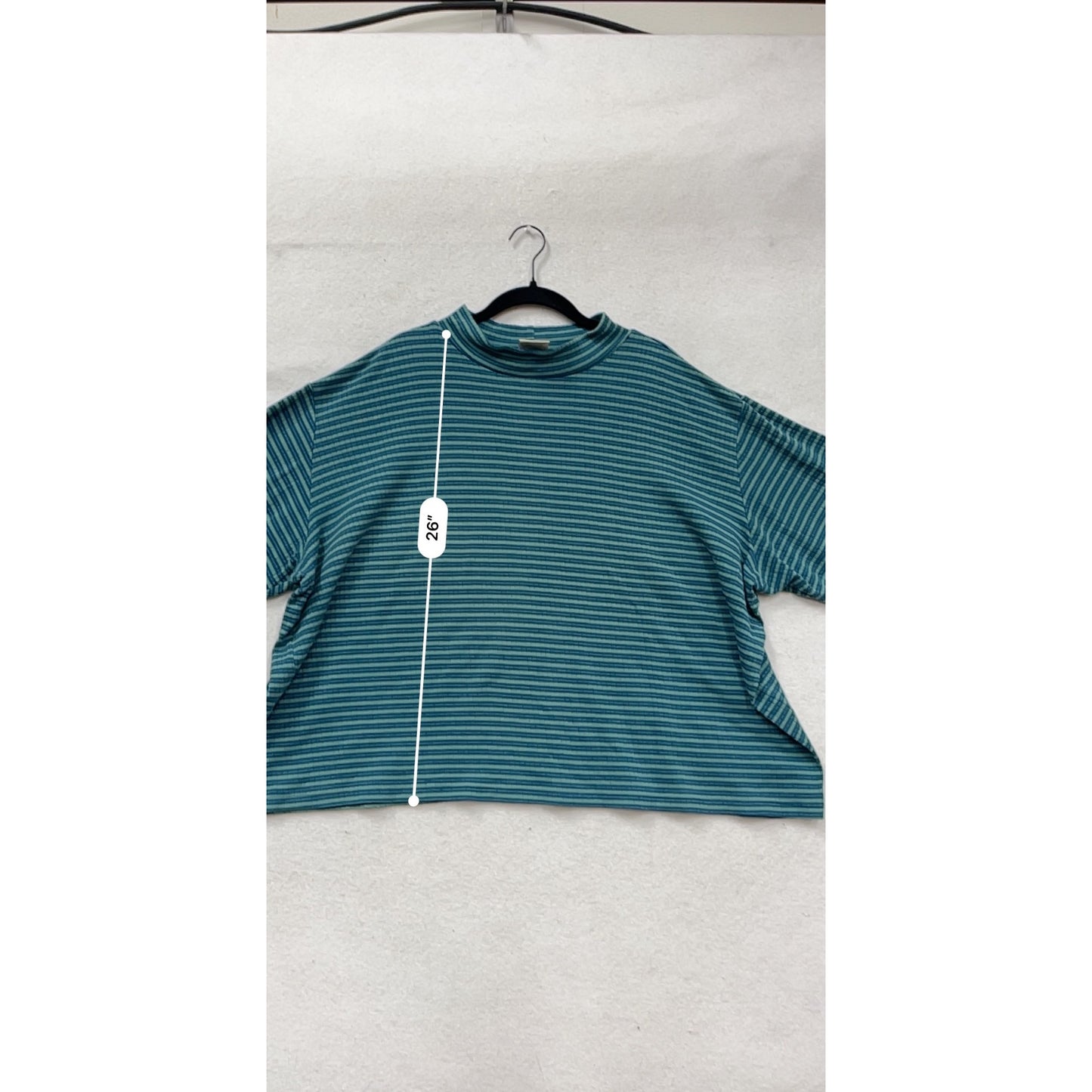 Plus Size 4X Blue & Green Striped Mock Neck Long Sleeve Sweater #159A