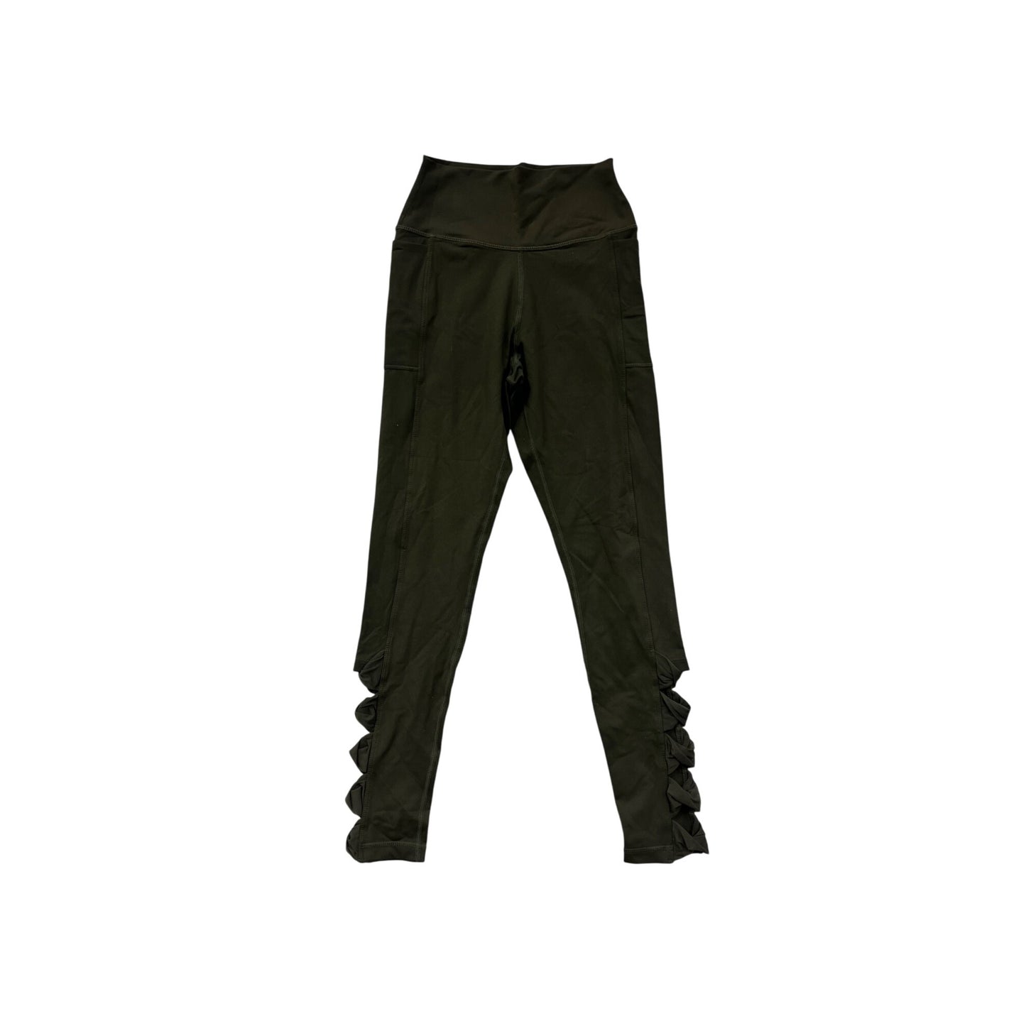 Senita Athletics Womens XS Olive Ruffle Leggings #8313