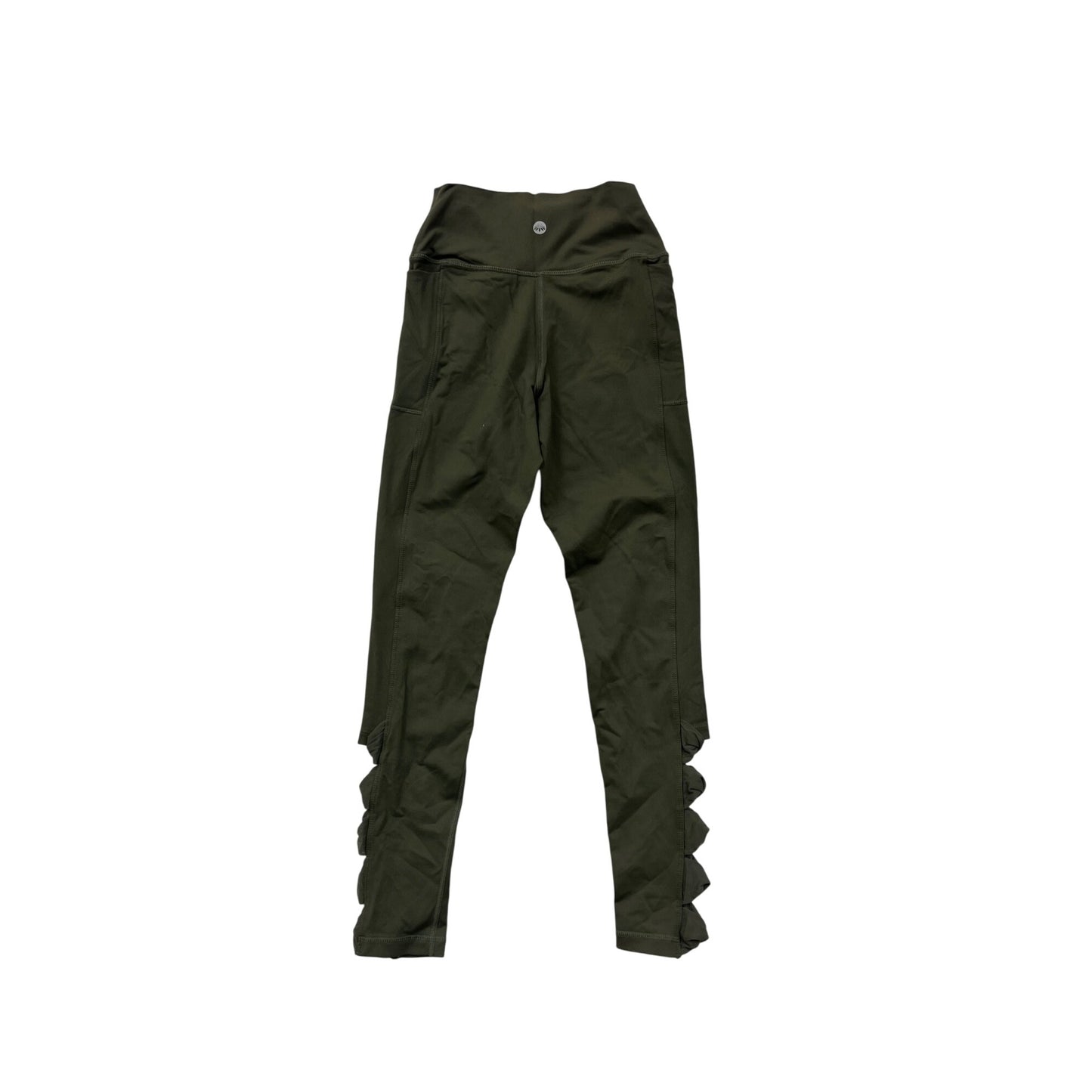 Senita Athletics Womens XS Olive Ruffle Leggings #8313