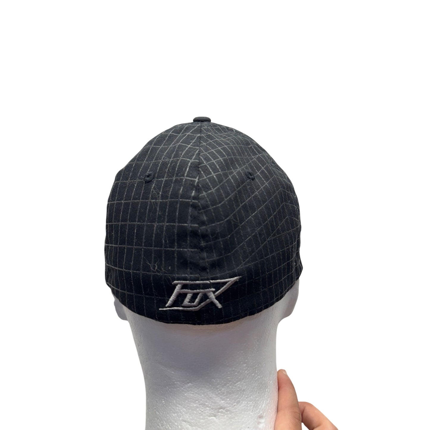 Fox Racing Black Grid Pattern Flexfit Hat With Embroidered Logos #9741