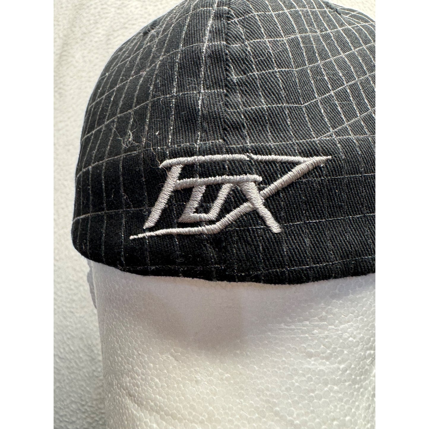 Fox Racing Black Grid Pattern Flexfit Hat With Embroidered Logos #9741