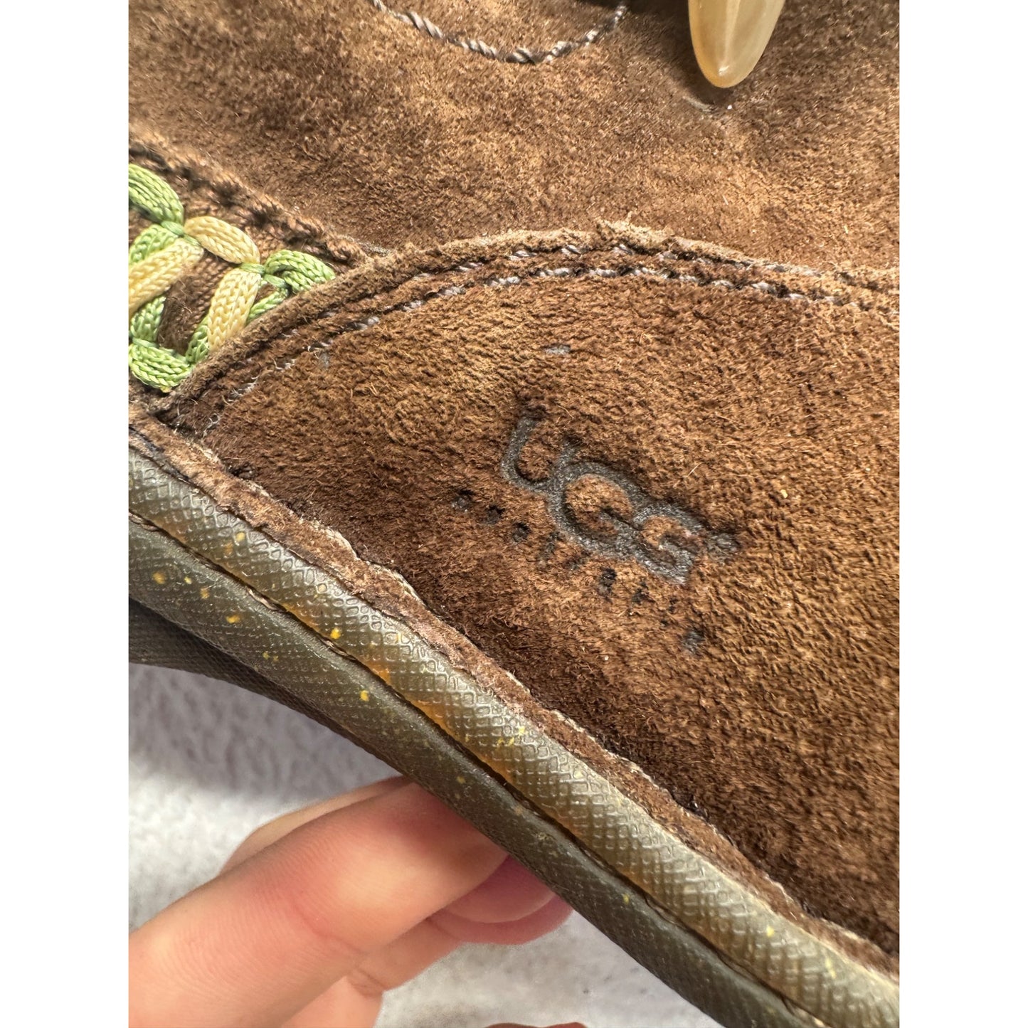 UGG Brown Suede Shearling Lined Mid-Calf Boots With Toggle Closure Size 8 #9822