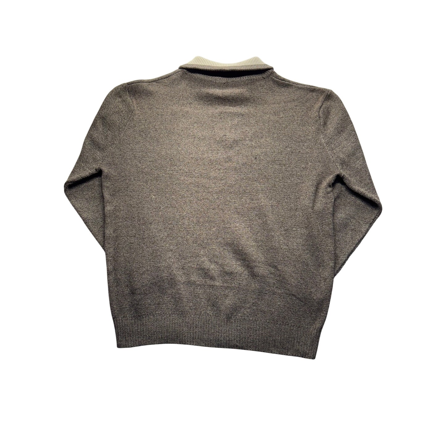 Pronti Mens Striped Half-Zip Sweater XL Brown & Beige Cotton Blend 9426