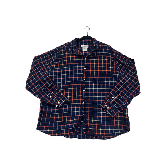 Mens 2XL Seventh Avenue Navy & Orange Plaid Button-Up Shirt #8201