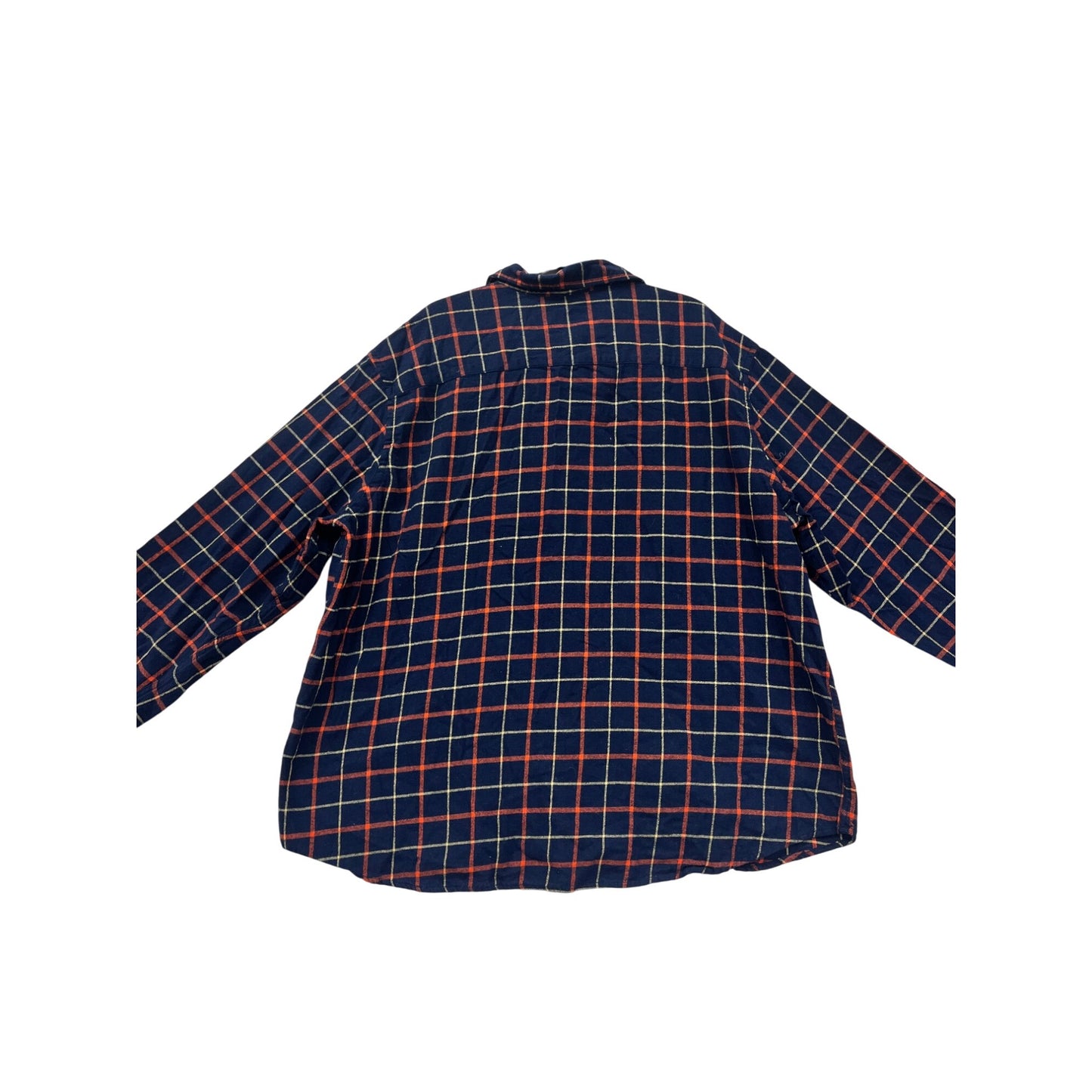 Mens 2XL Seventh Avenue Navy & Orange Plaid Button-Up Shirt #8201