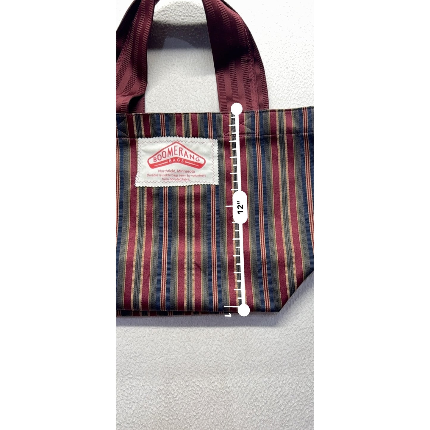 Boomerang Bags Striped Reusable Tote Handmade Minnesota Volunteer Craft #59B