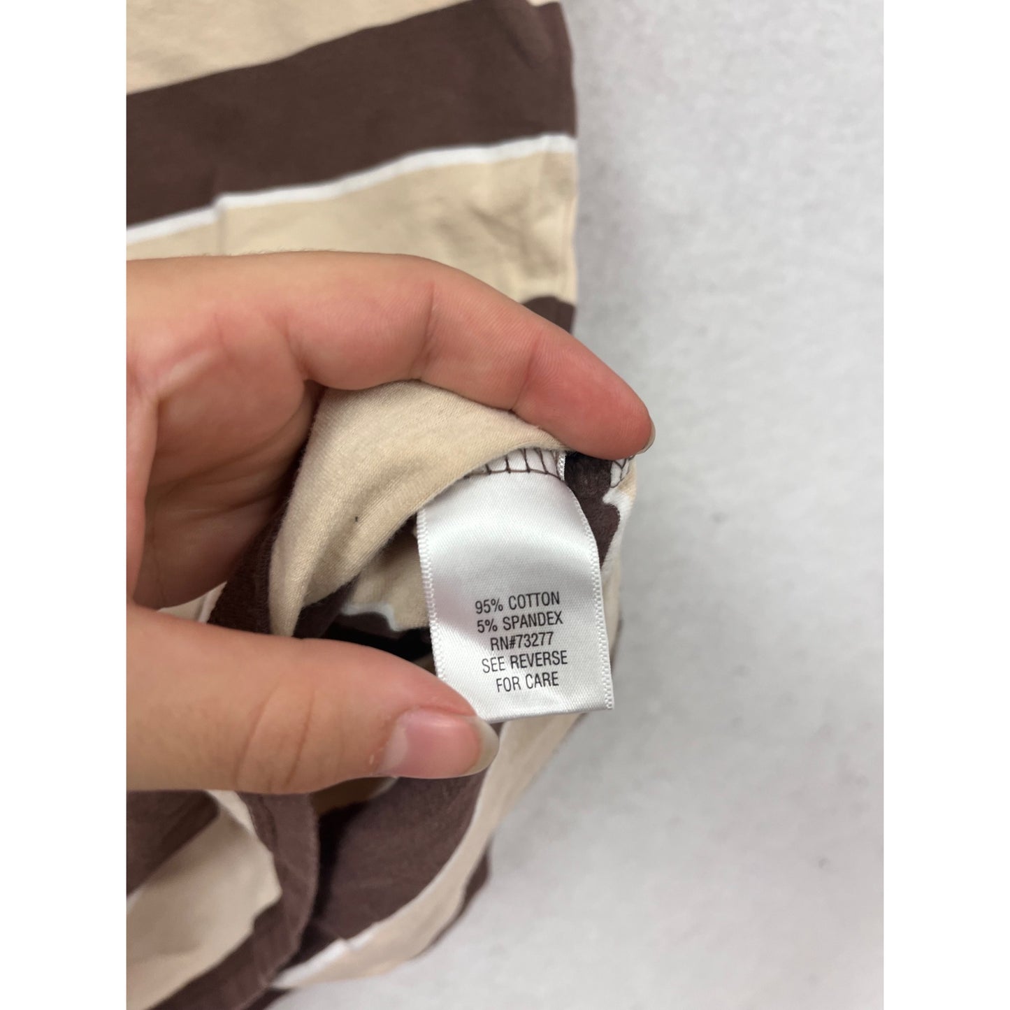 Wear It Declare It Striped Polo Shirt Brown & White Short Sleeve Size X #698A