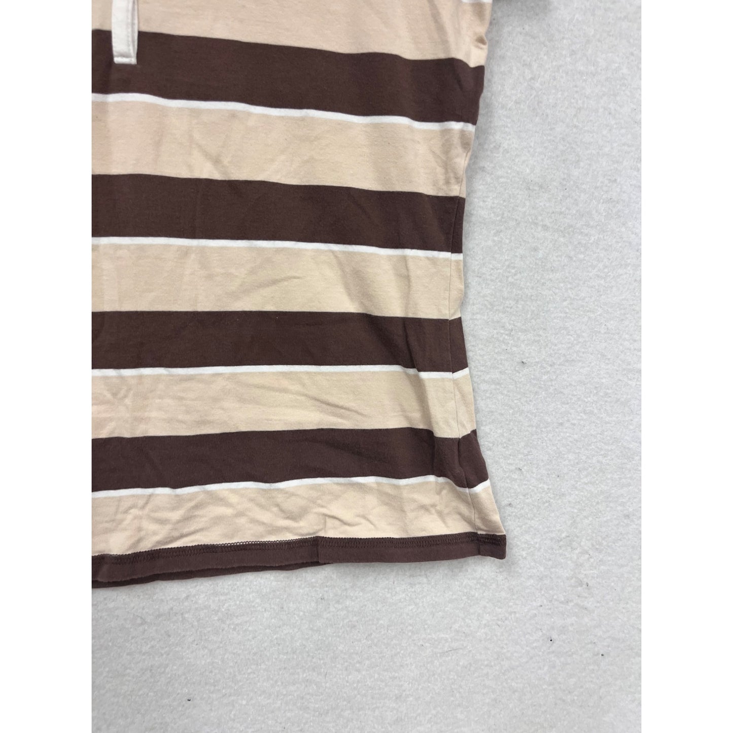 Wear It Declare It Striped Polo Shirt Brown & White Short Sleeve Size X #698A