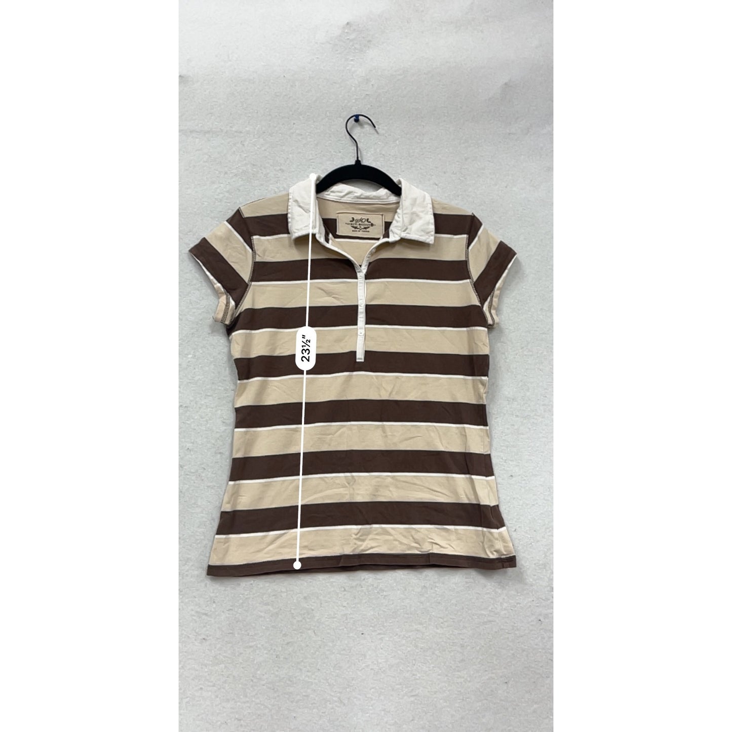 Wear It Declare It Striped Polo Shirt Brown & White Short Sleeve Size X #698A