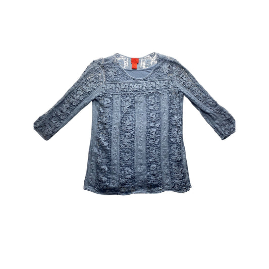 V Cristina Blue Lace Top With 3/4 Sleeves #7406