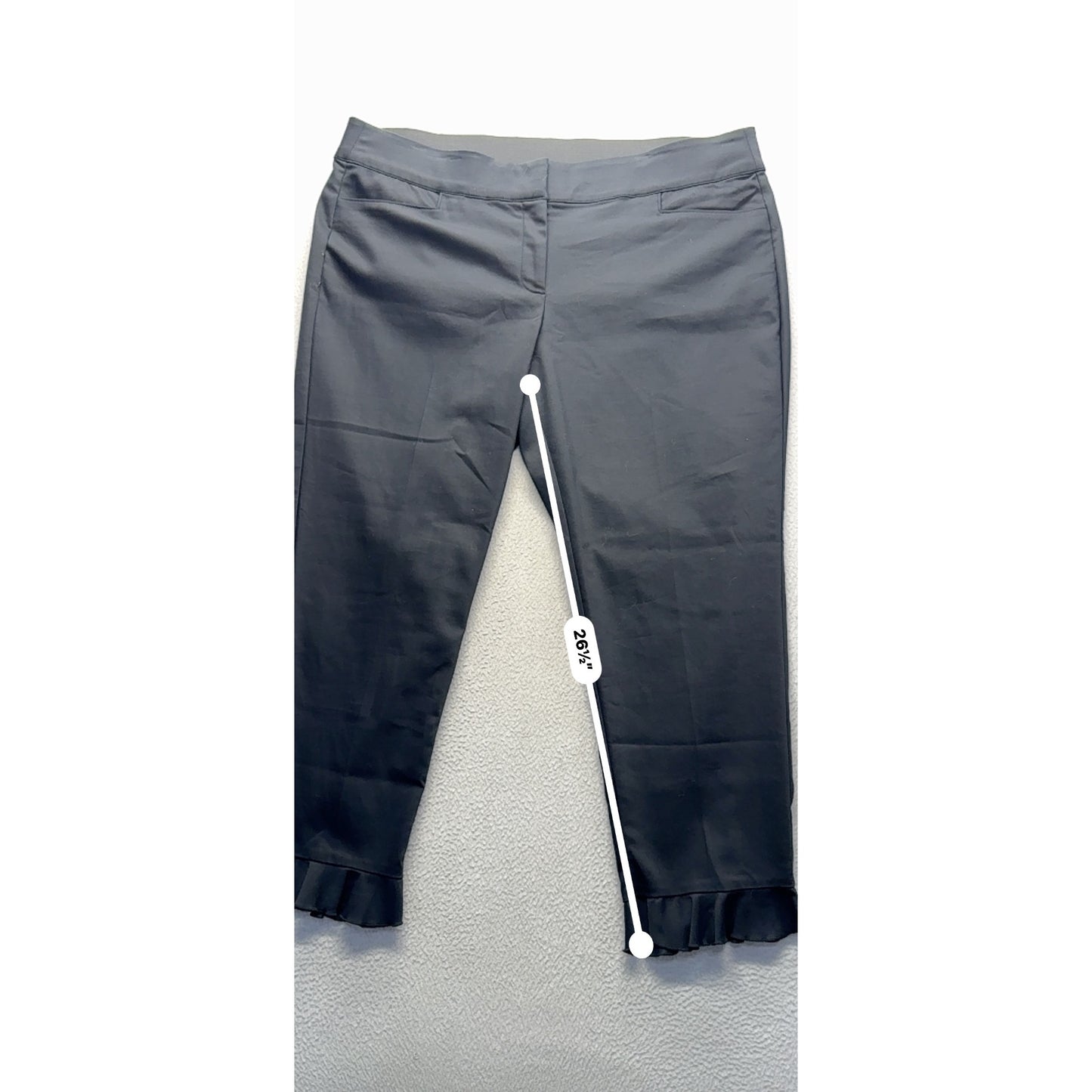 Lane Bryant The Allie Black Ruffle Hem Slacks Size 20 Cotton Blend #180B