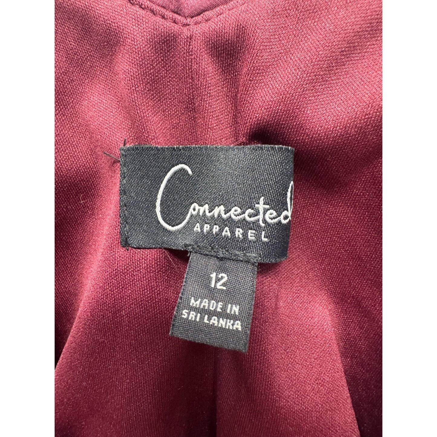 Connected Apparel Burgundy Shimmer Ruched Cocktail Dress w Flutter Sleeves #9555