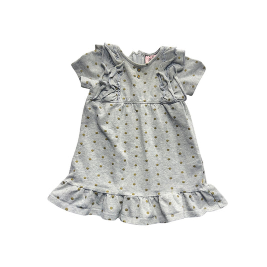 Juicy Couture Polka Dot Baby Dress 12-18 Months Gray & Gold Cotton Blend #9102