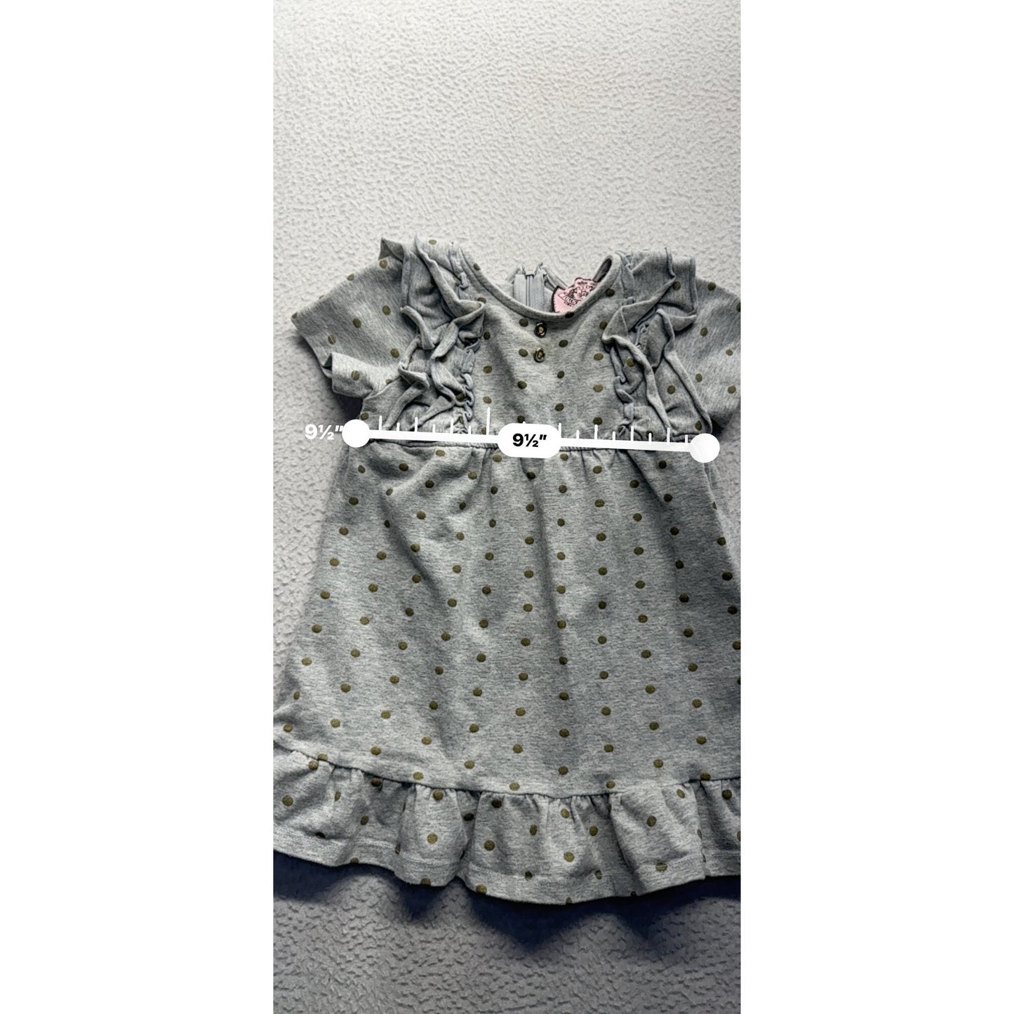 Juicy Couture Polka Dot Baby Dress 12-18 Months Gray & Gold Cotton Blend #9102
