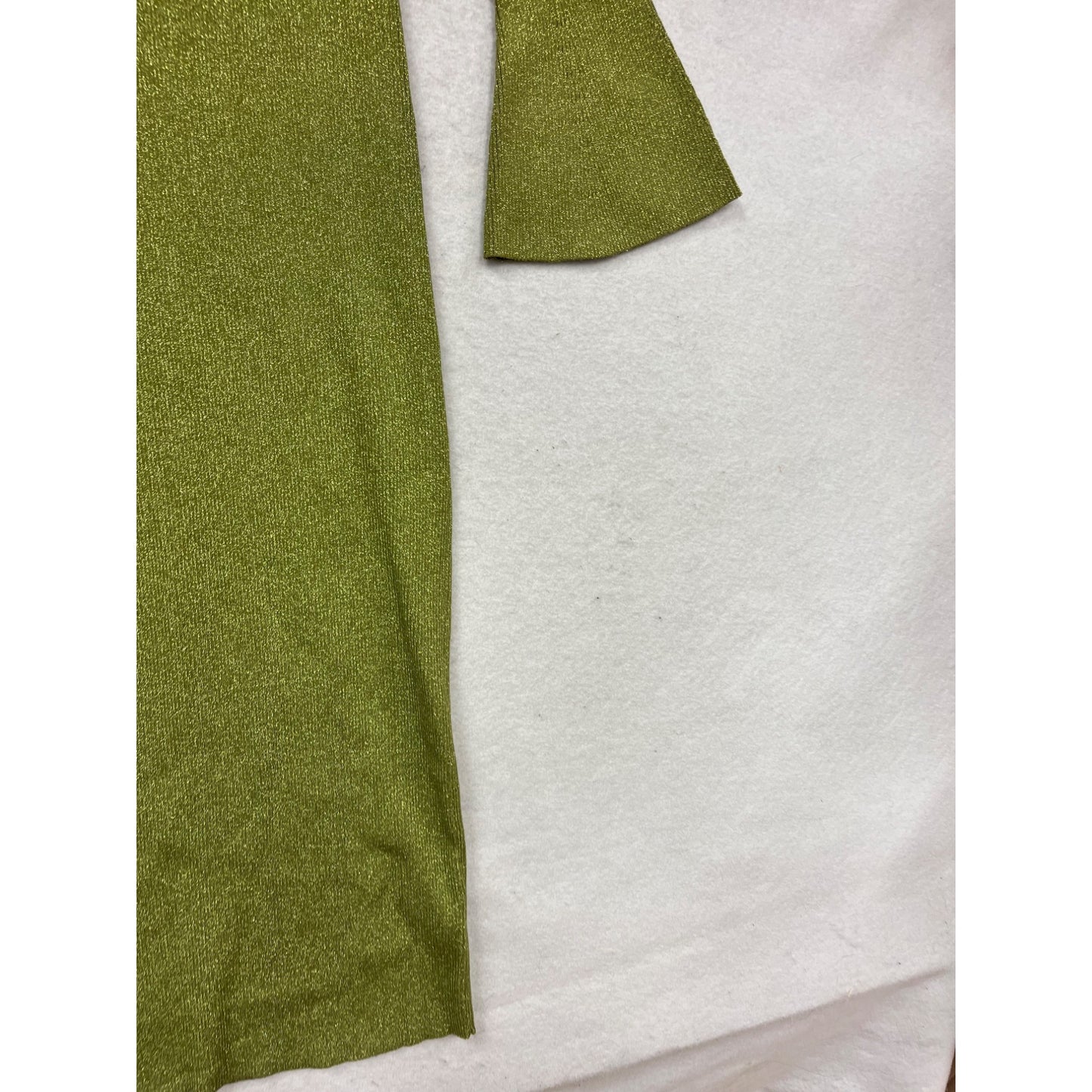 Ronny Kobo Olive Green Shimmer Ribbed Knit Long Sleeve Maxi Dress XL #787A
