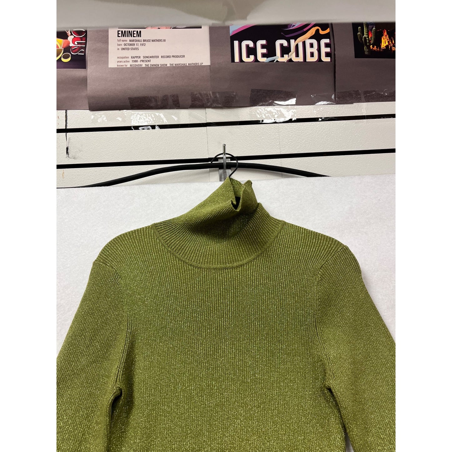 Ronny Kobo Olive Green Shimmer Ribbed Knit Long Sleeve Maxi Dress XL #787A