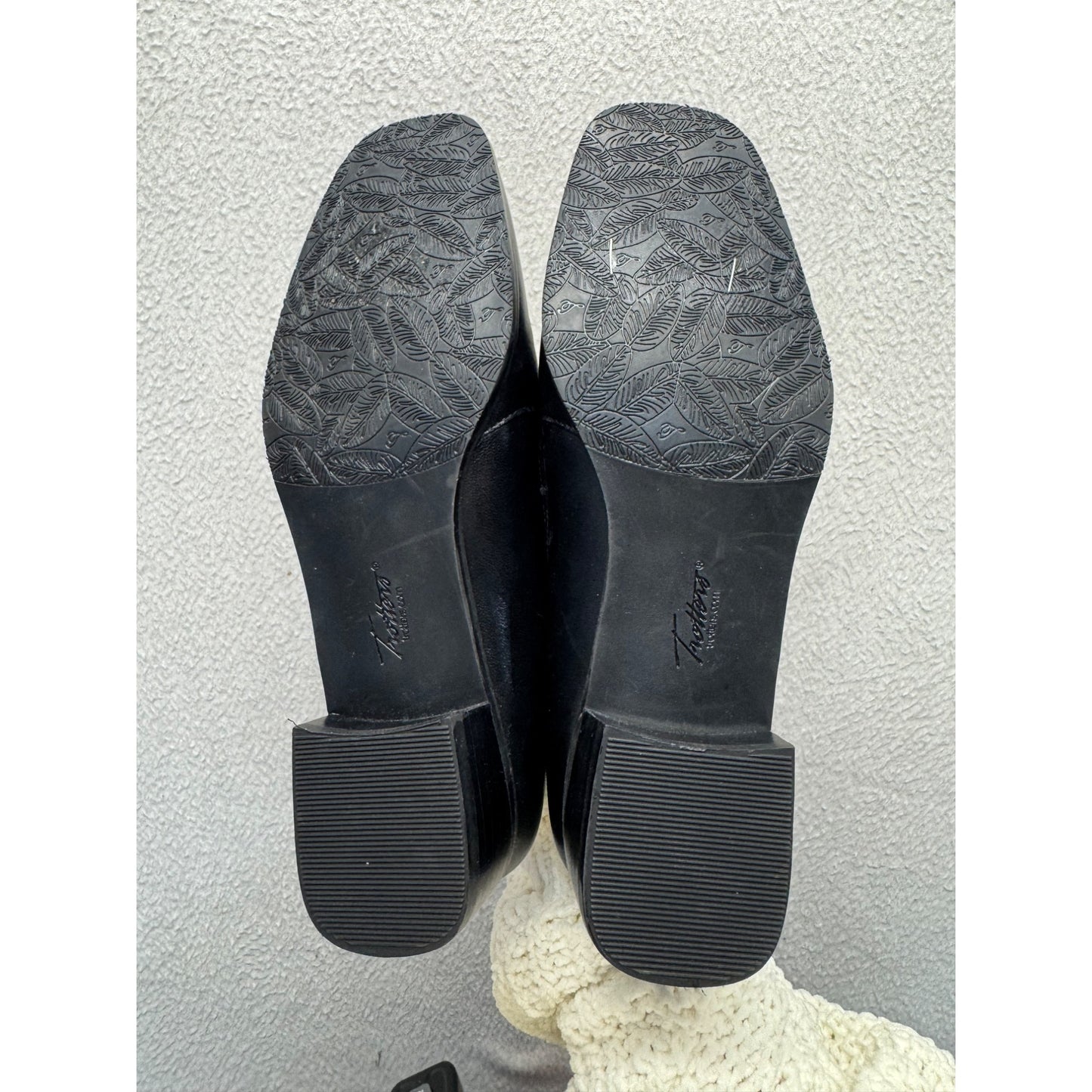 Trotters Black Leather Slip-On Loafers With Square Toe & Low Heel #9829