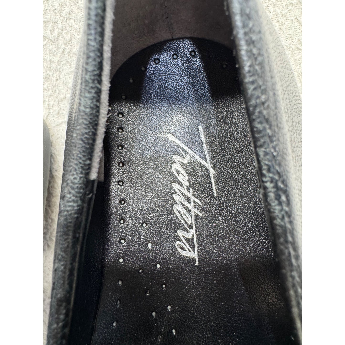 Trotters Black Leather Slip-On Loafers With Square Toe & Low Heel #9829
