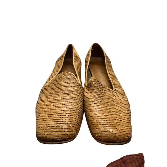 Meucci Woven Leather Loafers Made In Italy Size 8.5 M Tan Square Toe #9373