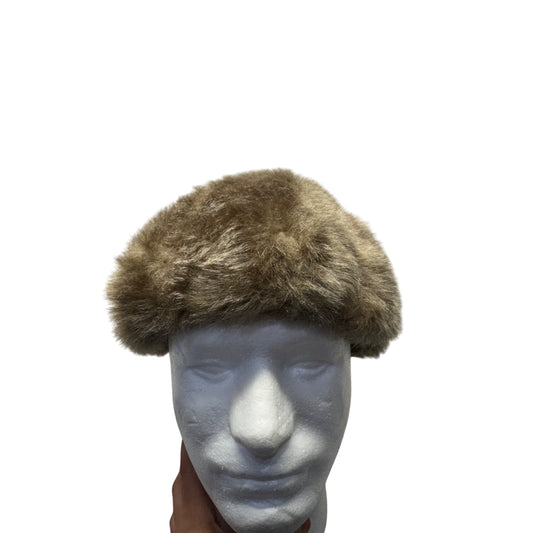 Vintage Faux Fur Brown Winter Hat Warm Lined Cap #9700