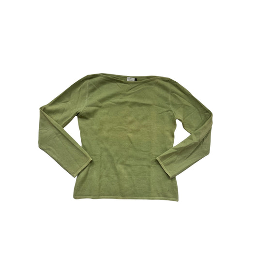 Sage Green Cashmere Long Sleeve Boat Neck Top By Cashmere Valley #941A