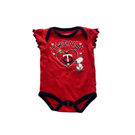 Minnesota Twins Baby Bodysuit 0/3M Red Snoopy & Woodstock #7396