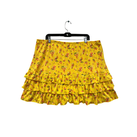 Women’s 3XL Joie & Joy Yellow Floral Ruffle Tiered Skirt #6311