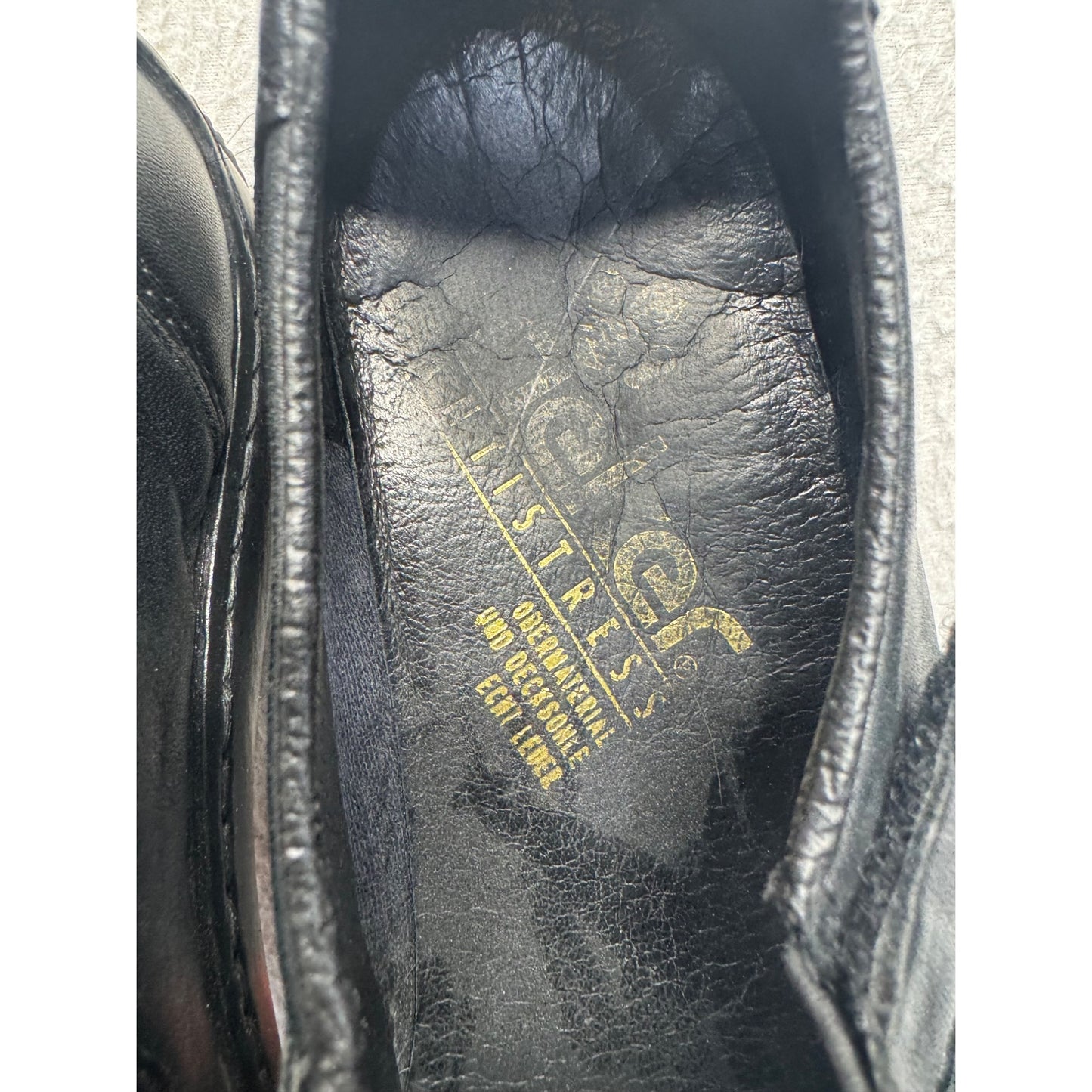 Rieker Black Leather Slip-On Shoes With Elastic Straps & Textured Sole #9467