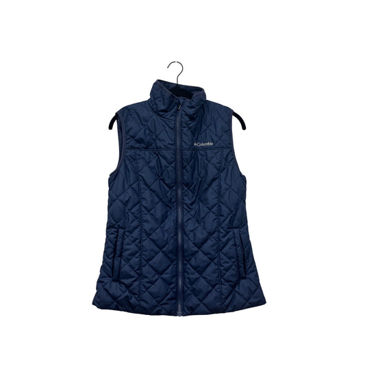 Columbia Womens Small Quilted Navy Vest With Fleece Lining #8165