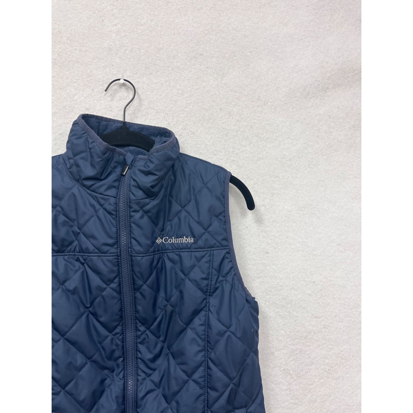 Columbia Womens Small Quilted Navy Vest With Fleece Lining #8165