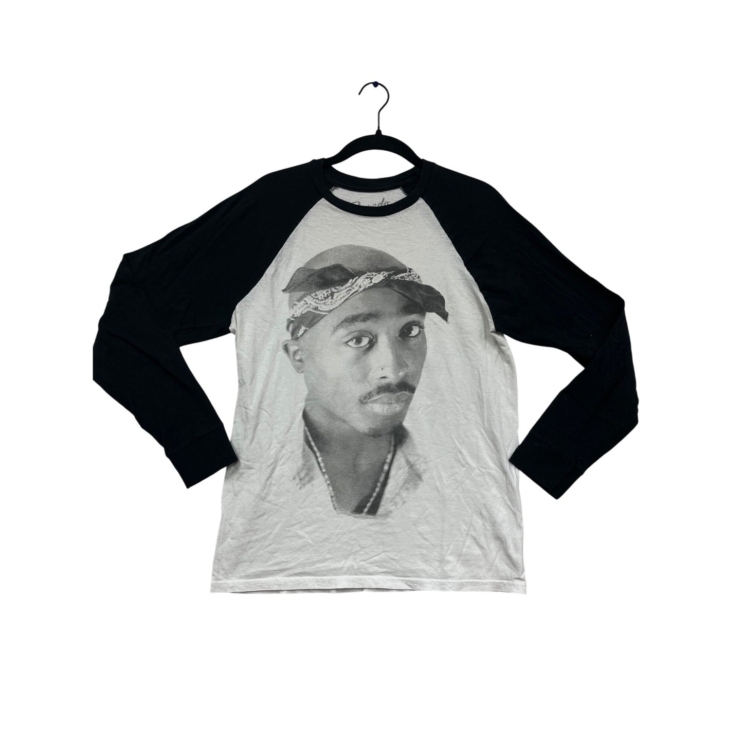 2Pac Long Sleeve Raglan T-Shirt Black & White Bravado Medium #740A