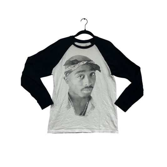 2Pac Long Sleeve Raglan T-Shirt Black & White Bravado Medium #740A