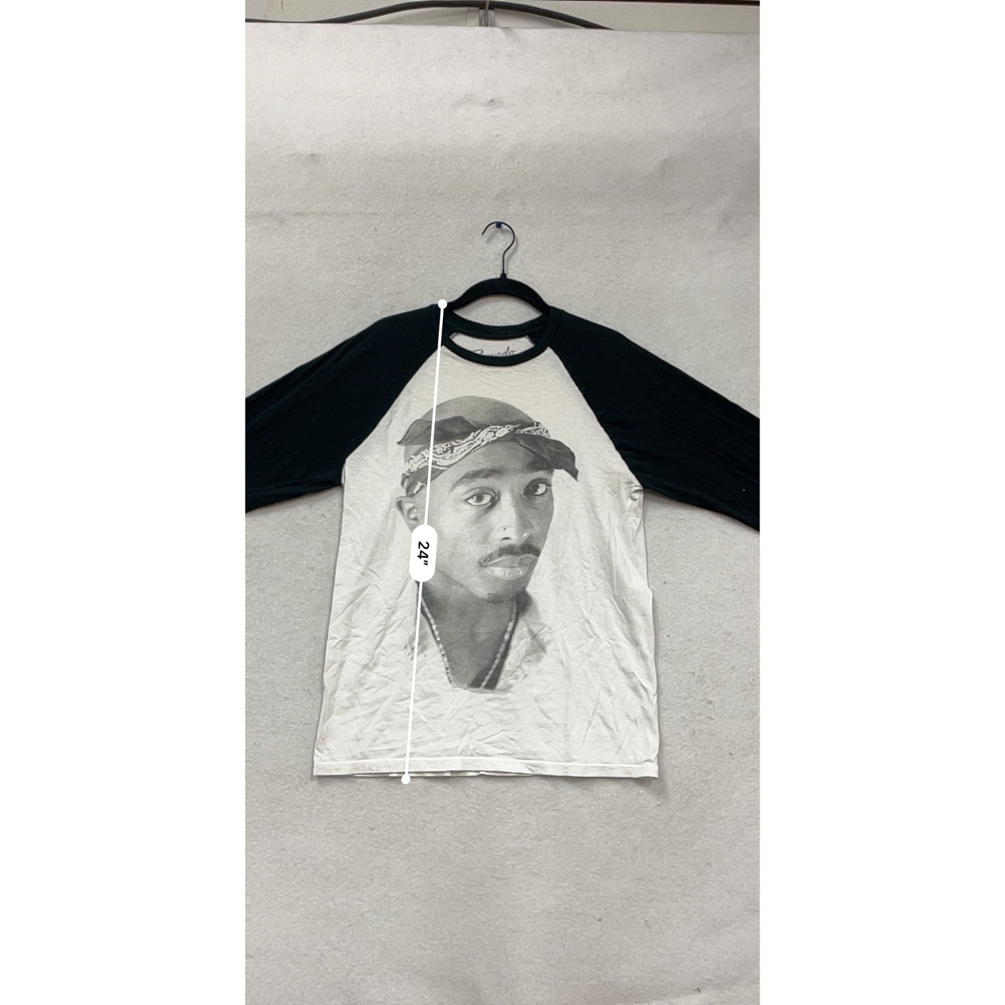2Pac Long Sleeve Raglan T-Shirt Black & White Bravado Medium #740A