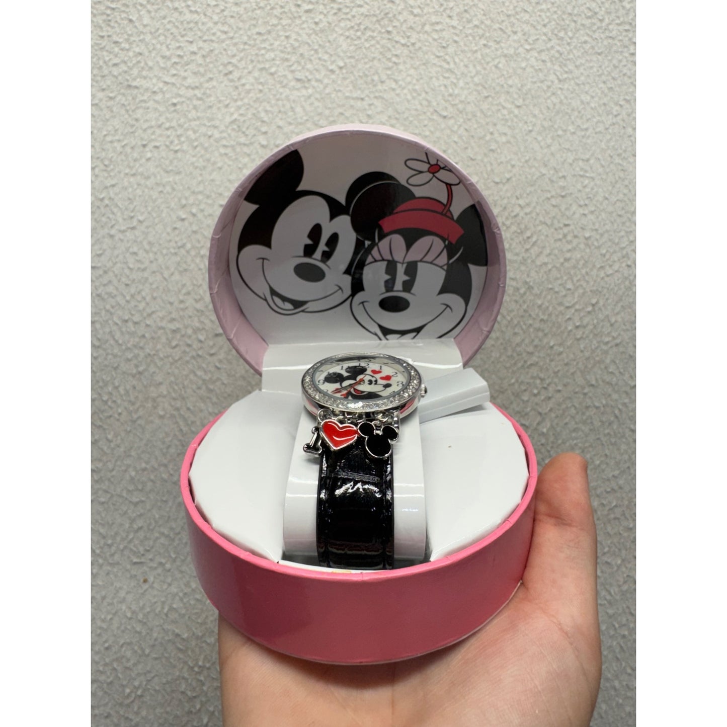Disney Mickey & Minnie Mouse Watch With Charms & Pink Gift Box #9947