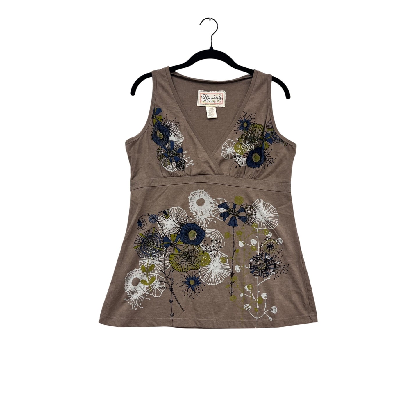Seventh Avenue Brown Floral Sleeveless Top M #340A