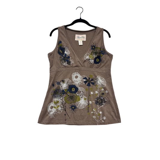Seventh Avenue Brown Floral Sleeveless Top M #340A