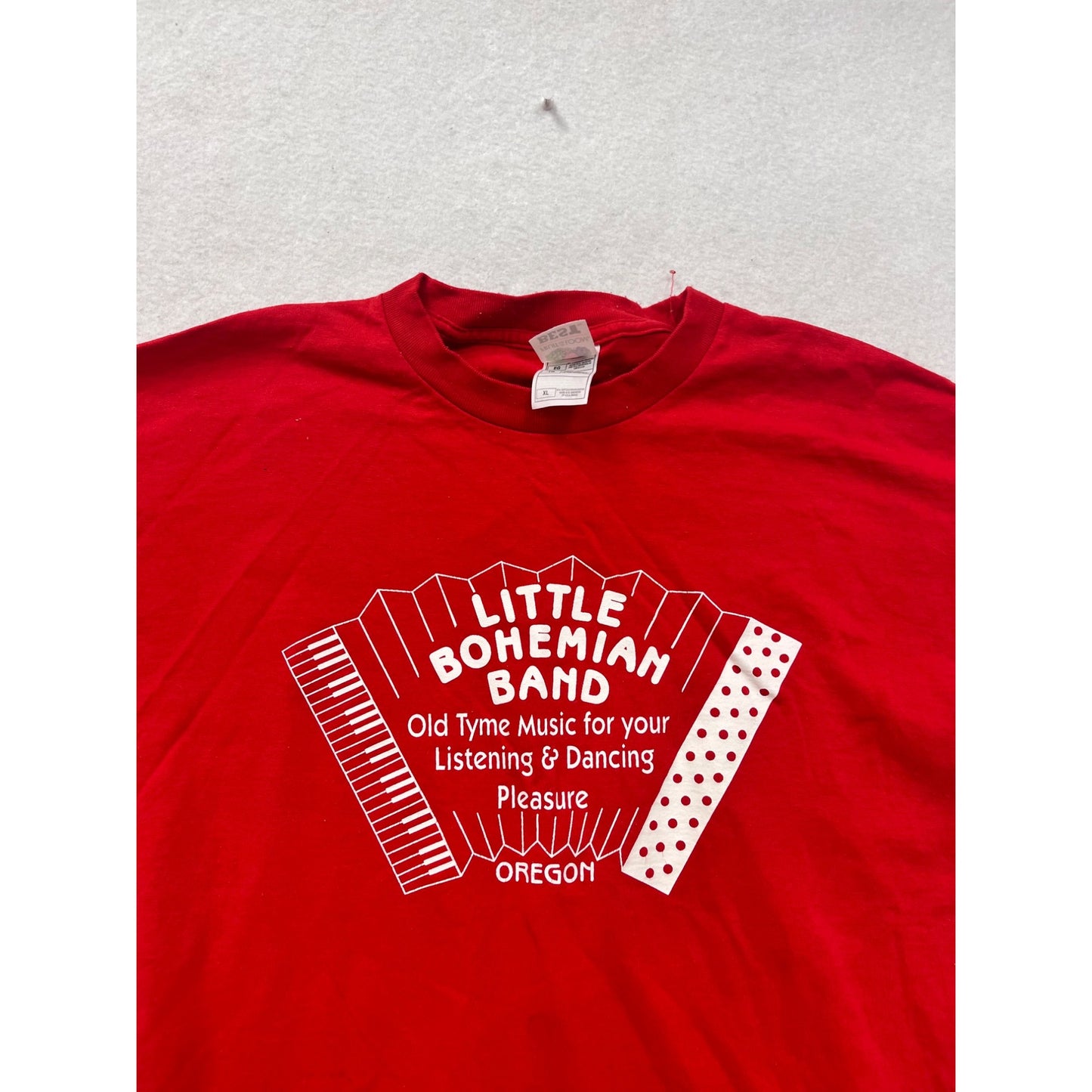 Vintage Fruit Of The Loom Little Bohemian Band Red T-Shirt XL #8717