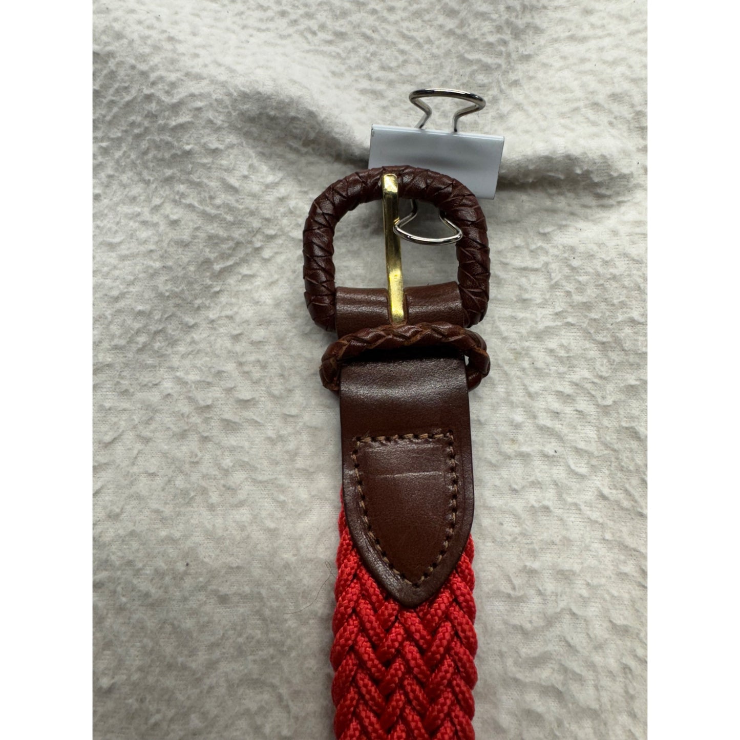 Honors Red Braided Belt w Brown Leather Accents Honors USA Size L #9894