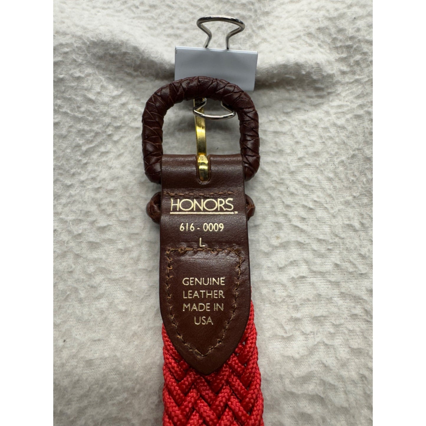 Honors Red Braided Belt w Brown Leather Accents Honors USA Size L #9894