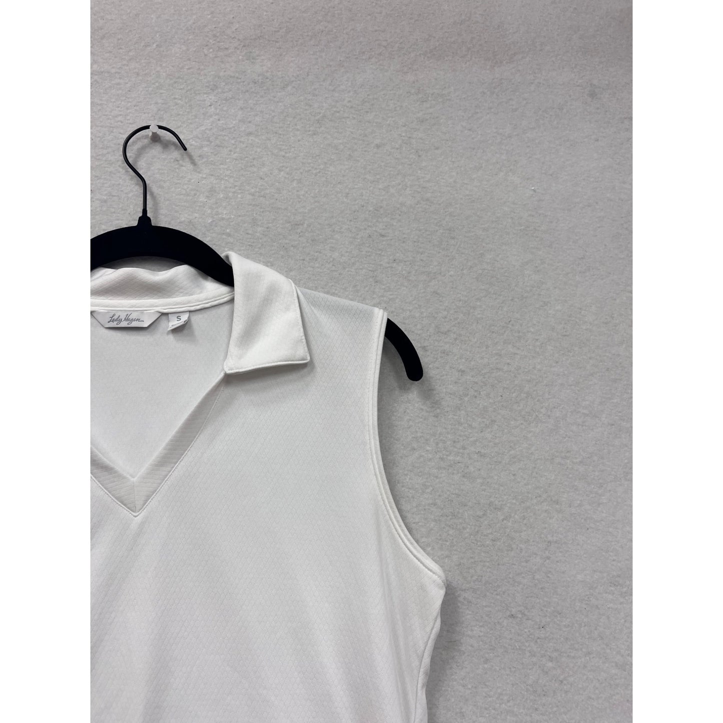 Lady Hagen White Sleeveless Polo Shirt S #8524