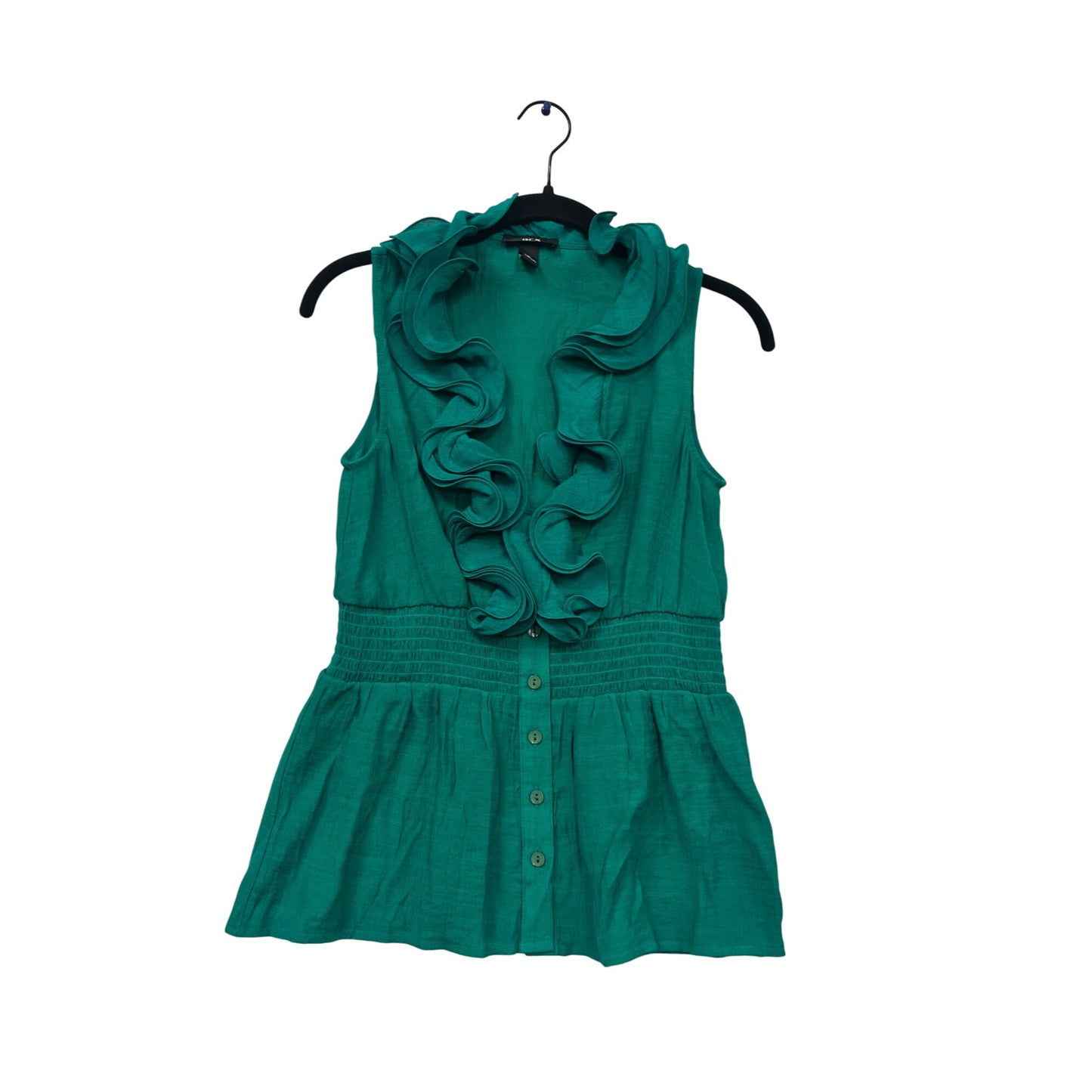 BCX Sleeveless Ruffled Blouse S Green #472A