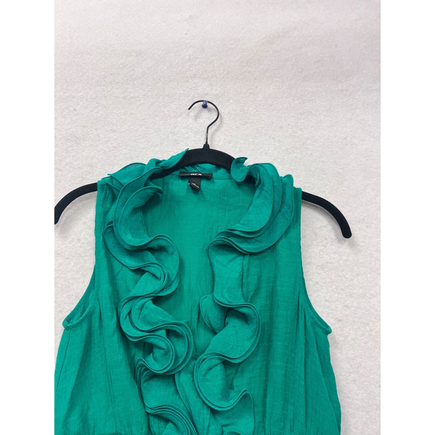 BCX Sleeveless Ruffled Blouse S Green #472A