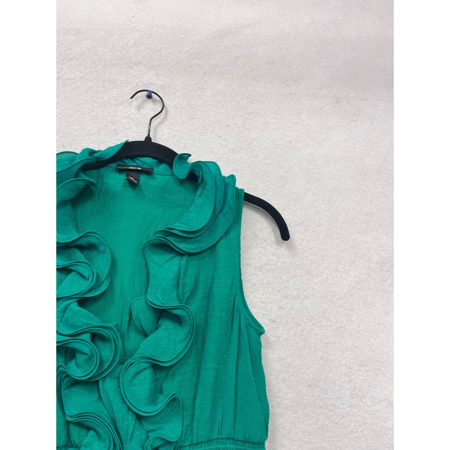 BCX Sleeveless Ruffled Blouse S Green #472A