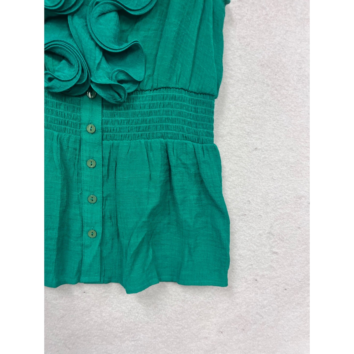 BCX Sleeveless Ruffled Blouse S Green #472A