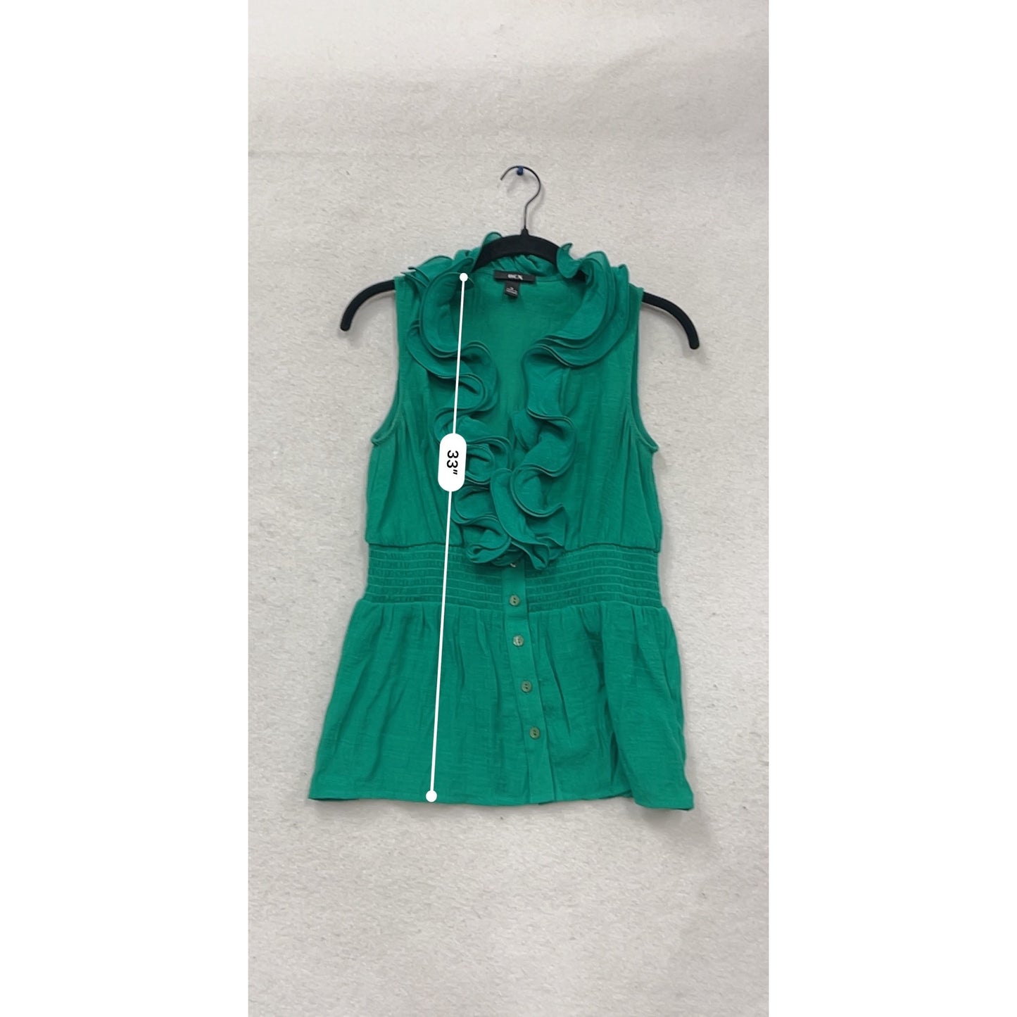 BCX Sleeveless Ruffled Blouse S Green #472A