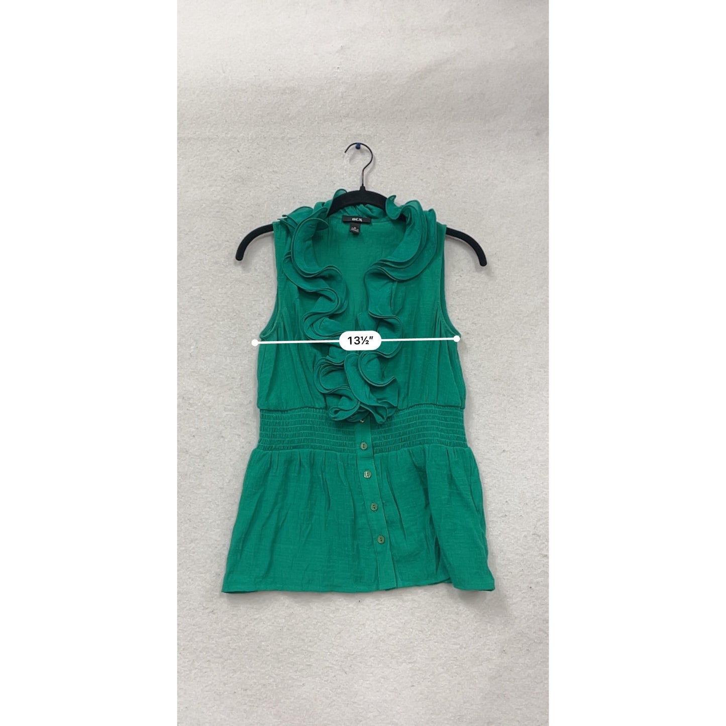 BCX Sleeveless Ruffled Blouse S Green #472A