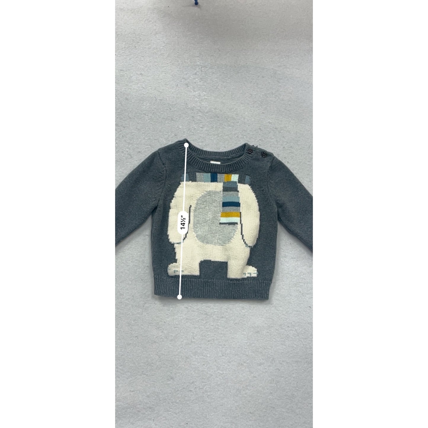 Baby Gap Gray Knit Sweater With Polar Bear Scarf Design 12-18M #131C